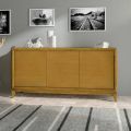 Striade 3-Door Living Room Sideboard in Stained Ash Finish Made in Italy
