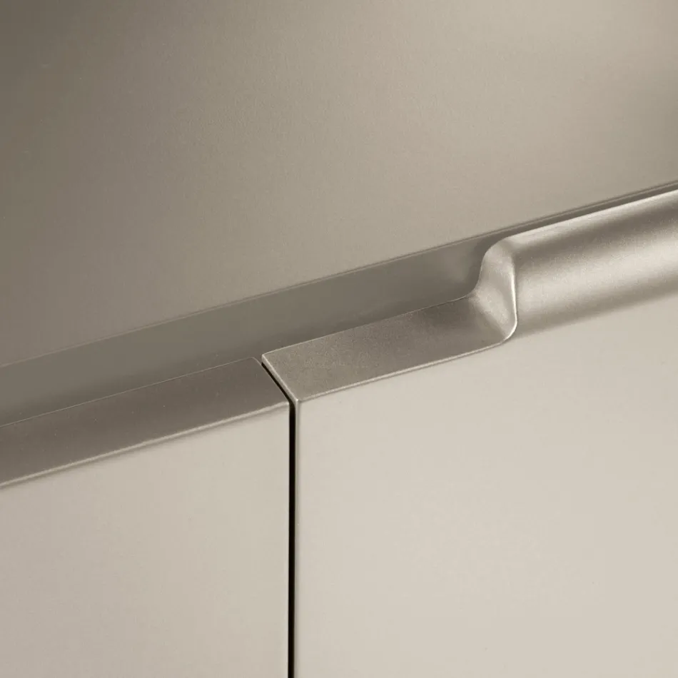 Living Room Sideboard with 3 Doors in Nickel Finish Made in Italy - Foglio Viadurini