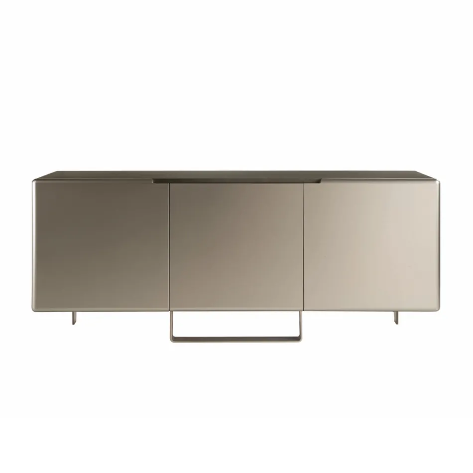 Living Room Sideboard with 3 Doors in Nickel Finish Made in Italy - Foglio Viadurini