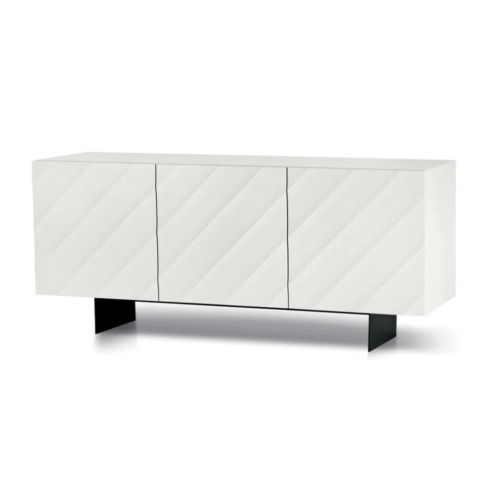 Living Room Sideboard with 3 MDF Doors Available in Various Finishes - Elettra Viadurini