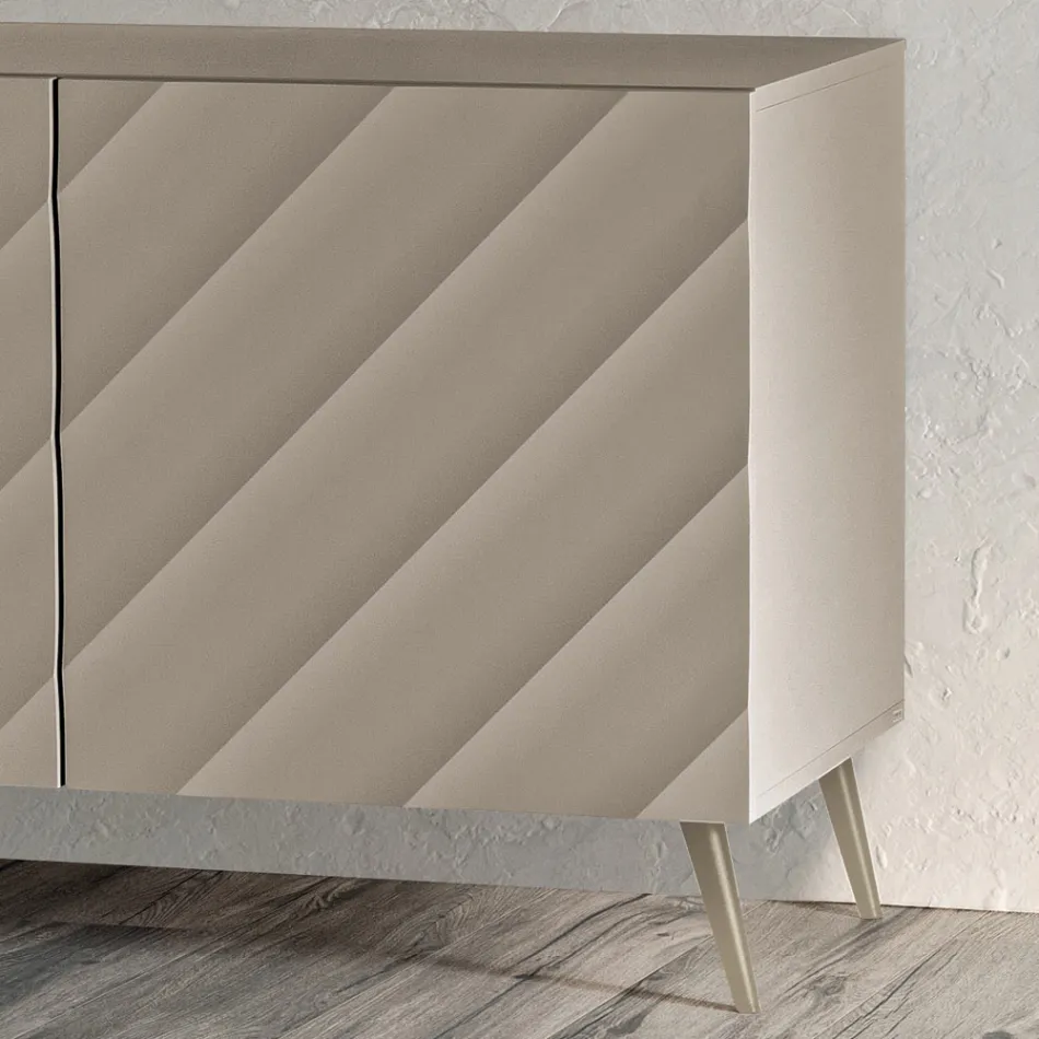Living Room Sideboard with 3 MDF Doors Available in Various Finishes - Elettra Viadurini