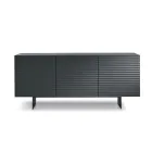 Living Room Sideboard with 3 Doors in MDF Covered in Lacquered PVC Made in Italy - Desideria Viadurini