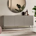 Living Room Sideboard with 3 Doors in MDF Covered in Lacquered PVC Made in Italy - Desideria Viadurini