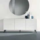 Living Room Sideboard with 3 Doors in MDF Covered in Lacquered PVC Made in Italy - Desideria Viadurini