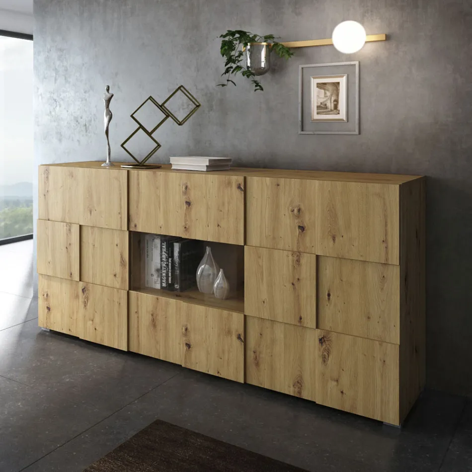 Living room sideboard with 4 hinged doors and 1 open compartment - Sodium Viadurini