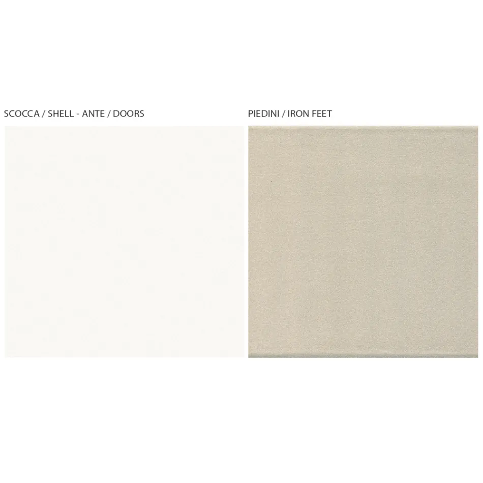 Living Room Sideboard with 4 MDF Doors White and Nickel Finish Made in Italy - Emie Viadurini