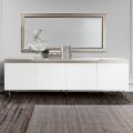 Living Room Sideboard with 4 MDF Doors White and Nickel Finish Made in Italy - Emie