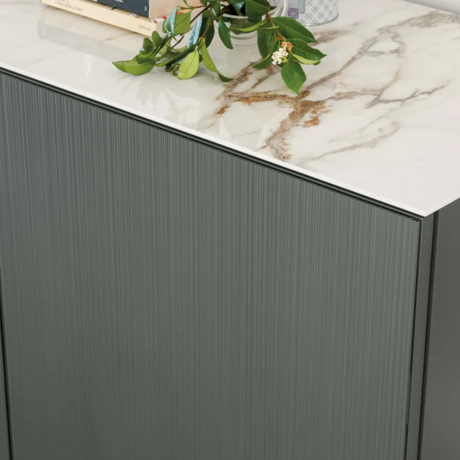 Living room sideboard with steel base and melamine structure - Adriel Viadurini