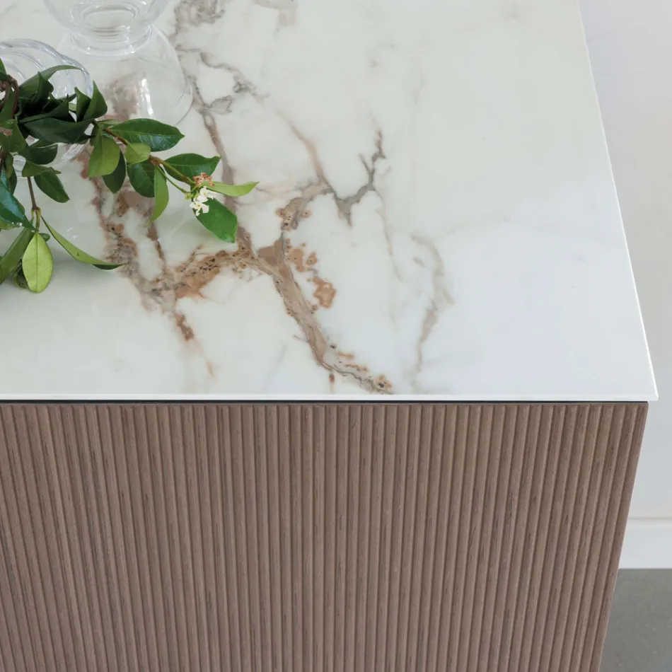 Living room sideboard with steel base and melamine structure - Adriel Viadurini