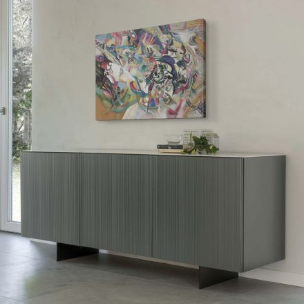 Living room sideboard with steel base and melamine structure - Adriel Viadurini