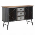 Vintage Industrial Design Living Room Sideboard in Iron and Wood - Akimi