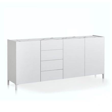 Living Room Sideboard in White Wood and Melamine Made in Italy - Alosa Viadurini