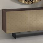 Wooden Living Room Sideboard with Mirror Doors Made in Italy - Arenella Viadurini