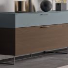 Living Room Sideboard in Ecological Wood with Drawers and Lacquered Top - Tamara Viadurini
