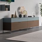 Living Room Sideboard in Ecological Wood with Drawers and Lacquered Top - Tamara Viadurini