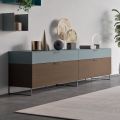 Living Room Sideboard in Ecological Wood with Drawers and Lacquered Top - Tamara