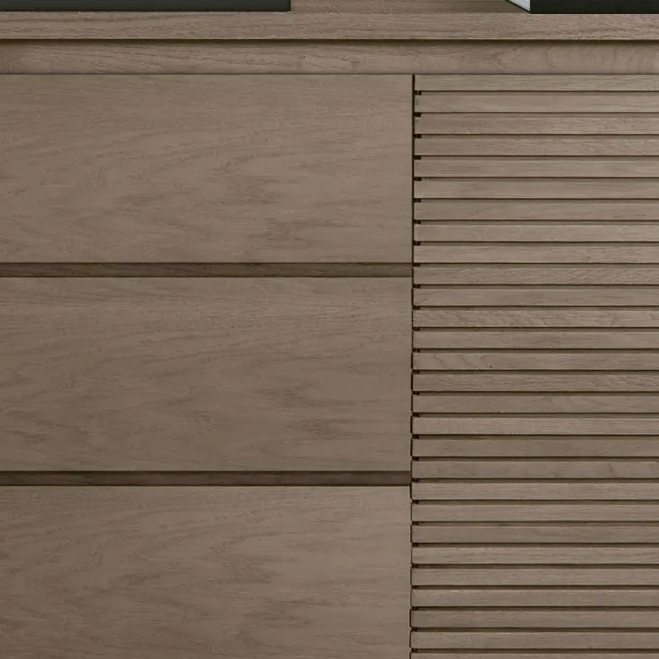 Smoke Finish Wooden Living Room Sideboard with Doors Made in Italy - Ramisia Viadurini