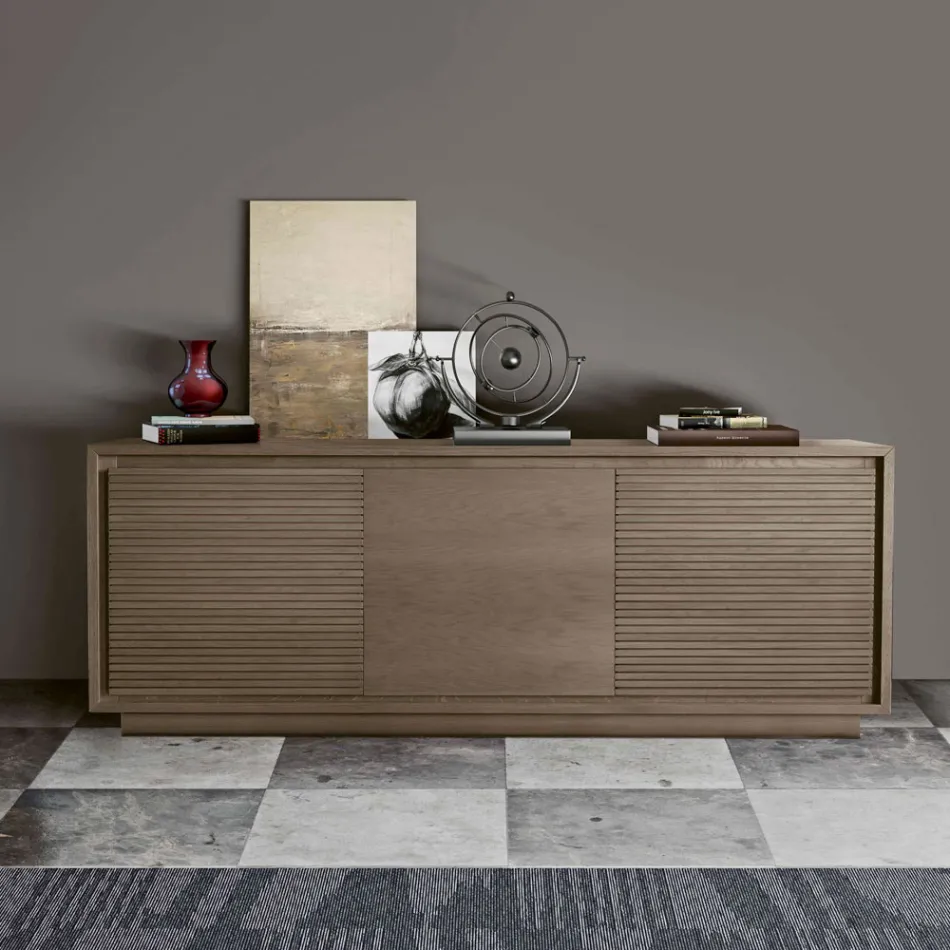 Smoke Finish Wooden Living Room Sideboard with Doors Made in Italy - Ramisia Viadurini