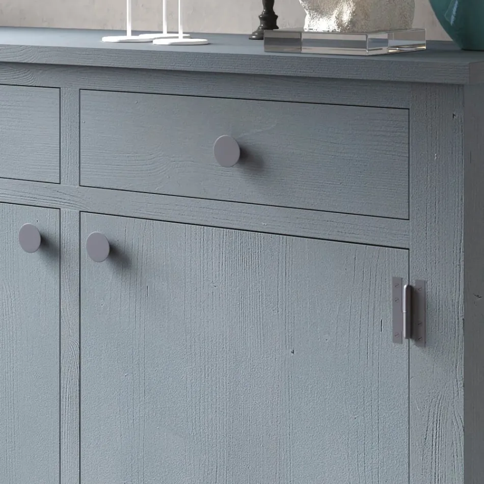 Living Room Sideboard in Solid Fir Wood 4 Compartments Made in Italy - Pascual Viadurini