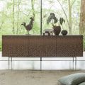 Metallic Moka Lacquered Living Room Sideboard with 3D Decoration Made in Italy - Maple