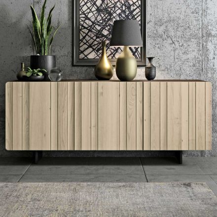 Living Area Sideboard with 3 Doors in Sand Finish Made in Italy - Jan Viadurini