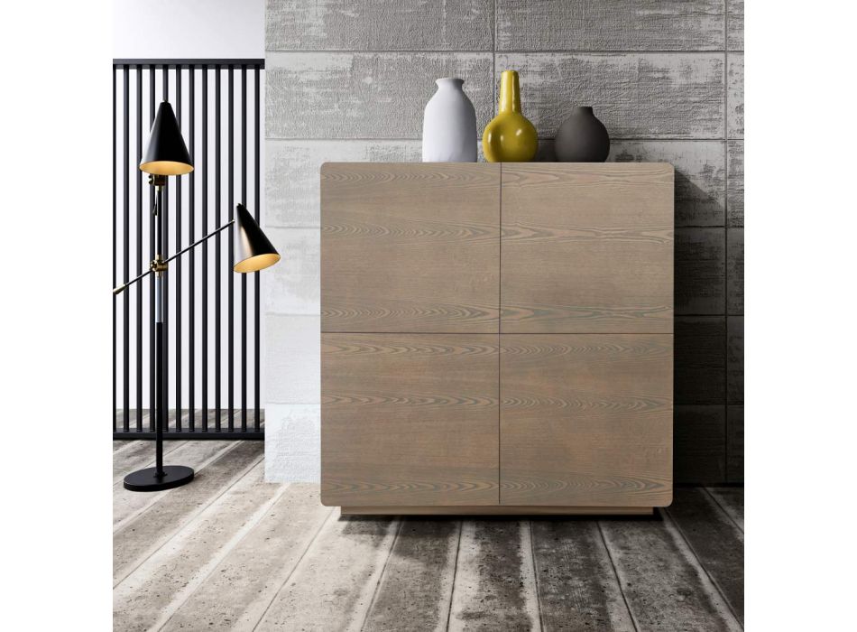 Living Area Sideboard with 4 Doors in Cappuccino Finish Made in Italy - Eda Viadurini