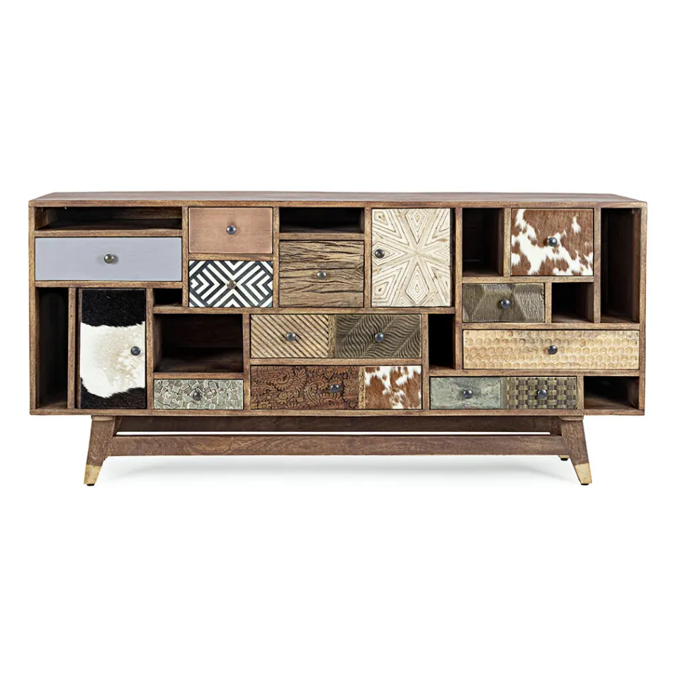 Ethnic Sideboard in Recycled Mango Wood and Acacia Homemotion - Auriel Viadurini