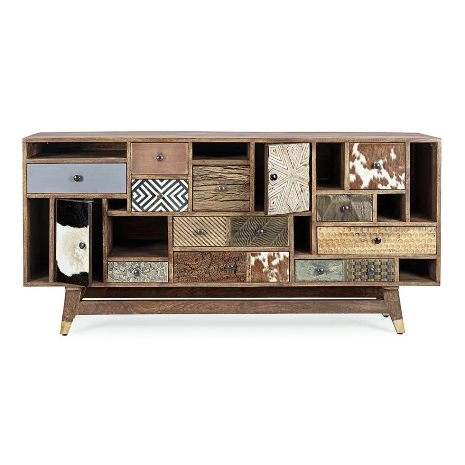 Ethnic Sideboard in Recycled Mango Wood and Acacia Homemotion - Auriel Viadurini