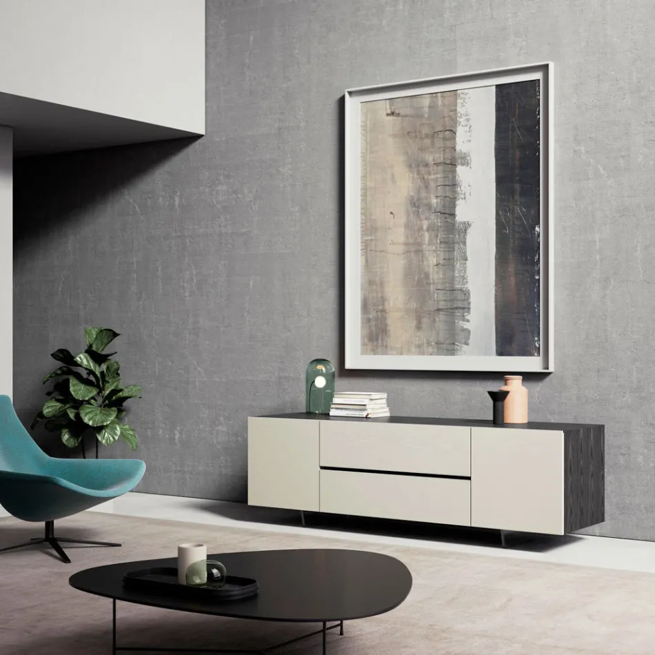 Veneered Sideboard with Methacrylate Legs Made in Italy - Frank Viadurini