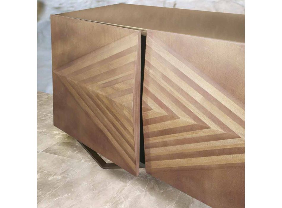 2 or 4 Doors Wooden Sideboard with Crystal Shelves Made in Italy - Gardena Viadurini