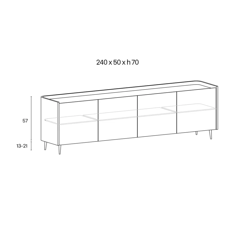 Exclusively Designed Platinum Lacquered Curved Wood Sideboard Made in Italy - Lyra Viadurini