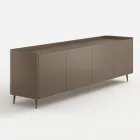 Exclusively Designed Platinum Lacquered Curved Wood Sideboard Made in Italy - Lyra Viadurini