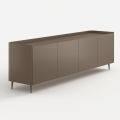 Exclusively Designed Platinum Lacquered Curved Wood Sideboard Made in Italy - Lyra