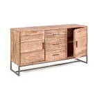 Sideboard in Acacia Wood and Steel 2 Doors and 3 Drawers Homemotion - Aimune Viadurini