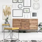 Sideboard in Acacia Wood and Steel 2 Doors and 3 Drawers Homemotion - Aimune Viadurini