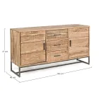 Sideboard in Acacia Wood and Steel 2 Doors and 3 Drawers Homemotion - Aimune Viadurini