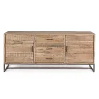 Sideboard in Acacia Wood and Steel 2 Doors and 3 Drawers Homemotion - Aimune Viadurini