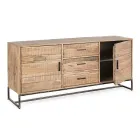 Sideboard in Acacia Wood and Steel 2 Doors and 3 Drawers Homemotion - Aimune Viadurini