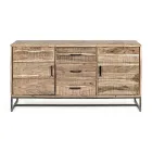 Sideboard in Acacia Wood and Steel 2 Doors and 3 Drawers Homemotion - Aimune Viadurini