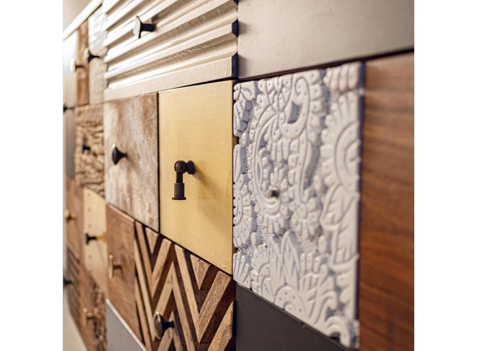 Sideboard in Mango Wood 2 Doors 4 Drawers Ethnic Style Homemotion - Auriel Viadurini
