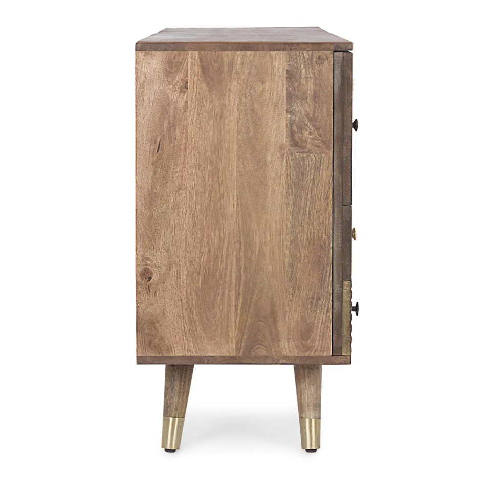 Sideboard in Mango Wood 2 Doors 4 Drawers Ethnic Style Homemotion - Auriel Viadurini