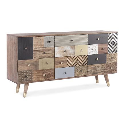 Sideboard in Mango Wood 2 Doors 4 Drawers Ethnic Style Homemotion - Auriel Viadurini