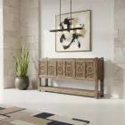 Pine Wood Sideboard with Antique Wash Finish and 6 Doors - Airasca Viadurini