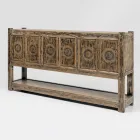 Pine Wood Sideboard with Antique Wash Finish and 6 Doors - Airasca Viadurini