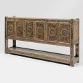 Pine Wood Sideboard with Antique Wash Finish and 6 Doors - Airasca