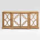 Aged Natural Pine Sideboard with Mirrored Doors - Agnone Viadurini