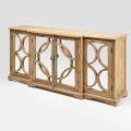 Aged Natural Pine Sideboard with Mirrored Doors - Agnone