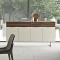 Sideboard in Ecological Wood with 4 Doors with Drawers and Ash Top - Tamara