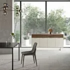 Sideboard in Ecological Wood with 4 Doors with Drawers and Ash Top - Tamara Viadurini