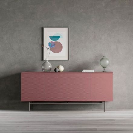 Sideboard in Ecological Wood for Living Room or Entrance 4 Doors Made in Italy - Nazife Viadurini